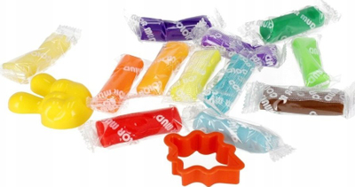 Set plasteline Mega Creative 531396, 12 ngjyra, me aksesorë fruta, shumëngjyrësh