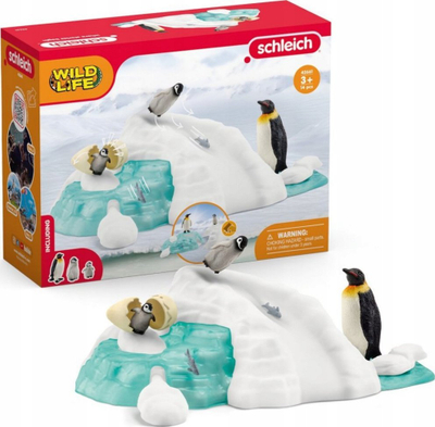 Set lodrash Schleich Wild Life 42661 Penguin Family Fun, figurina pinguinësh, skenë akulli, shumëngjyrësh