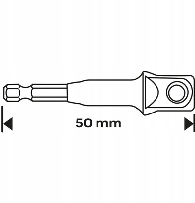 Adapter NEO Tools 56-555, 1/4" HEX në 1/4" square, 50mm, i zi