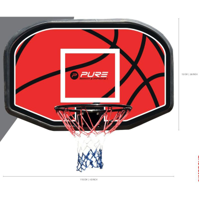 Panel basketbolli Pure2Improve, rreth 45 cm diametër, për mur, i kuq