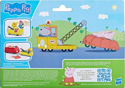 Set lodrash Peppa Pig Granddad Dog Tow Truck, kamion tërheqës roll back me figurë, shumëngjyrësh