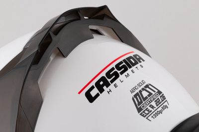 Helmetë integrale Cassida Aero Solid, polikarbonat, vizor Pinlock, e bardhë e zezë