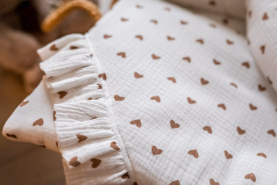 Set shtrati për bebe Muslin Bedding Hearts, 80x100 cm, pambuk muslin, shumëngjyrësh