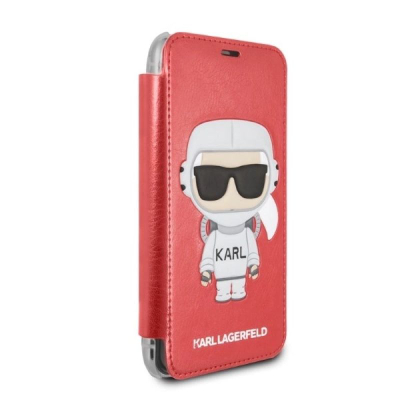 Kapak libri Karl Lagerfeld KLFLBKPXKSCORE për iPhone X XS, lëkurë ekologjike, i kuq