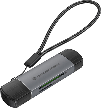 Lexues kartash Conceptronic Card Reader, USB 3.0, USB-C, gri