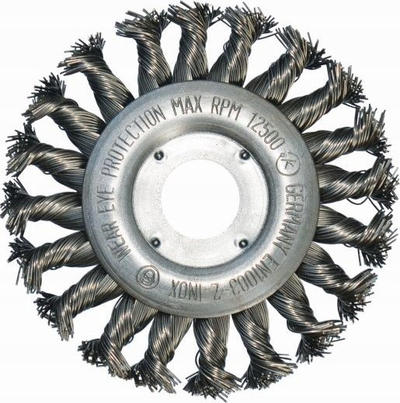 Furçë disk ABRABORO, 115mm, tel i përdredhur inox 0.5mm, vrimë 22.2mm