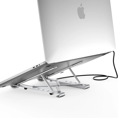 Qëndrim laptopi me HUB Choetech HUB-M43, 7‑në‑1 USB‑C, HDMI 4K, ngjyrë argjendtë