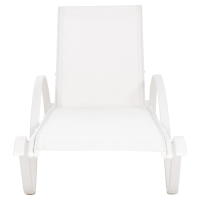 Shezllon WAKANA alumini e bardhë me textline 194×54–66×30 cm (HM5133.02), bardhë