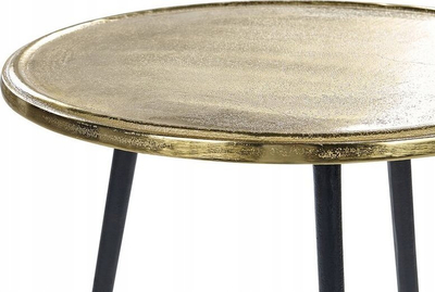 Tavolinë anësore Beliani TELFER, metal, Ø43 cm, e artë me këmbë të zeza