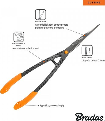 Gërshërë kopshti Bradas KT-V1145, teh i drejtë 23cm, alumin, jeshile