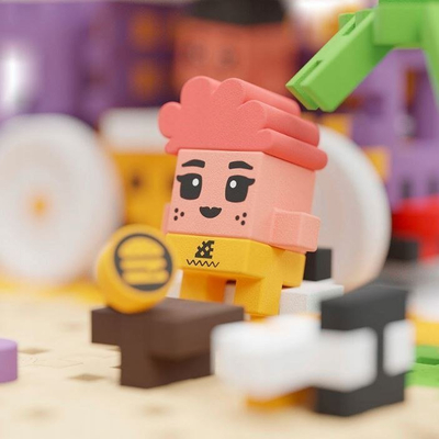 Set ndërtimi Marioinex Mini Waffle City Blocks Food Truck, 148 pjesë, me figurina, shumëngjyrësh
