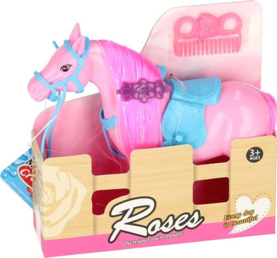 Lodër kal MEGA CREATIVE Roses, me gëra, për kalamaj 3+, rozë