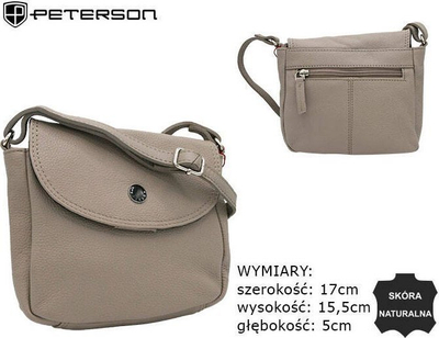 Çantë crossbody PETERSON PTN 17571 FTS, lëkurë natyrale, e vogël, bezhë