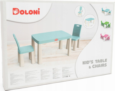 Set tavoline për kalamaj Doloni 04680/7, 1 tavolinë 2 karrige, plastikë, bojë e kaltër