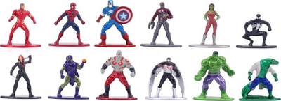 Figurina metalike Marvel Nano Metalfigs Wave 1, set 24 copë, 4 cm, shumëngjyrëshe