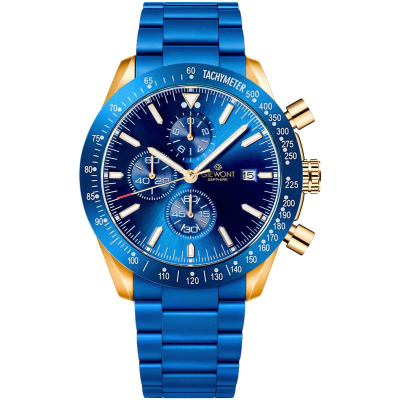 Orë burrash Giewont Chronograph GW8720-B5, xham safir, çelik inoks, blu bakri