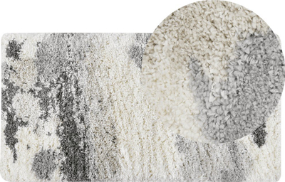 Tapet shaggy modern, 80 x 150 cm, me push të lartë, bardh e gri