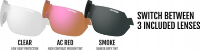 Syze sportive Tifosi Slice, 3 xhama që i ndërron, UV 400, të zeza