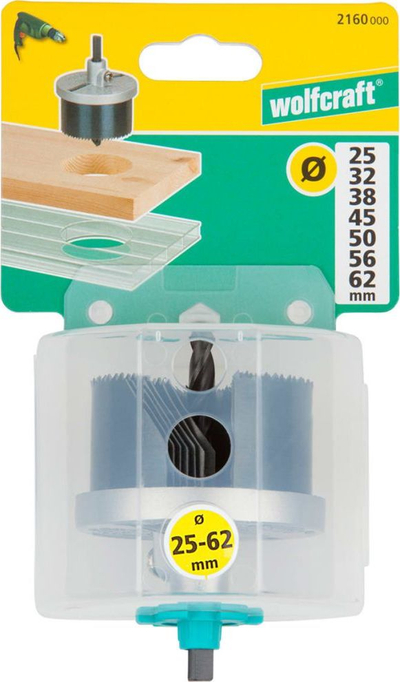 Set sharra rrethore Wolfcraft Universal, 7 copa, 25-62 mm, metal