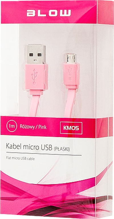Kabllo USB Blow, USB A në micro USB B, 1m, rozë