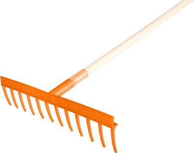 Grabujë kopshti Neo universale, 12 dhëmbë, plastike, portokalli