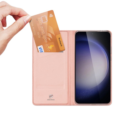 Kapak telefoni DUX DUCIS Skin Pro për Samsung Galaxy S24 Plus, me xhep për karta, bëhet mbajtëse, rozë