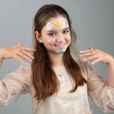 Set bojë fytyre Derform Fairy With Diamonds, 3 ngjyra metalike, me gurë zbukurimi