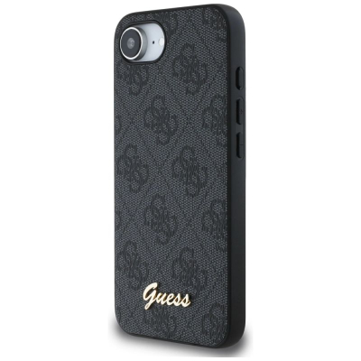 Футрола за телефон Guess 4G Script Logo MagSafe за iPhone 16e, сафјано, црна