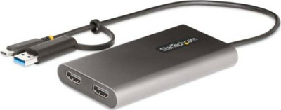 Adapter video StarTech USB C në 2x HDMI, 4K 60Hz, Power Delivery 100W, i zi