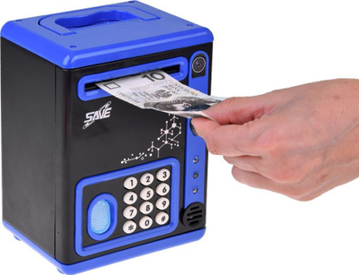 Kasa kursimi për fëmijë Money Box Safe ATM ZA4740, pranon monedha dhe kartëmonedha, me kod sigurie, shumëngjyrëshe