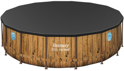 Pishina со рамка Bestway Steel Pro MAX Splashview 56725, 488x122cm, со пумпа и скала, мотив дрво