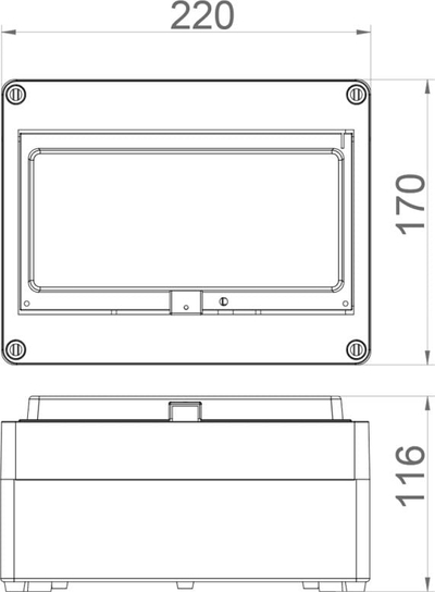 Kuti shpërndarëse Elektro-Plast Hermetica RN 2204-01, 1x8+2 PE+N, IP65, e tymosur