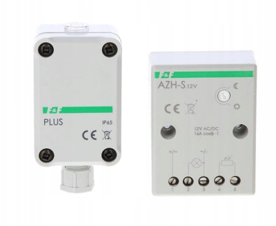 Relé fotosensor F&F AZH-S PLUS, 12V AC/DC, IP65, e bardhë