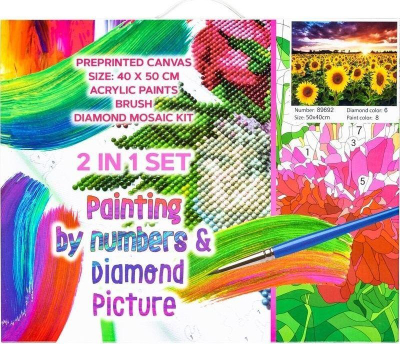 Set pikturimi Panta Plast 2 në 1, kanavacë 40x50 cm, mozaik diamant