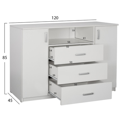 Komodë Adler me 2 Dollap ë + 3 sirtarë 120×45×85 cm (HM2430.03)