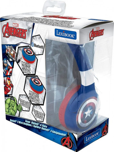 Kufje për kalamajt Lexibook Marvel Avengers, Bluetooth 5.0, me kabllo 3.5mm, blu e kuqe
