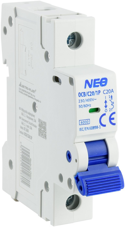 Automat elektrik NEO OCB/C20/1P, 1-pol, 20A, 6kA, i bardhë