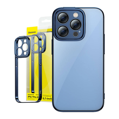 Set mbrojtës Baseus Glitter, maskë dhe xham për iPhone 14 Pro Max, blu