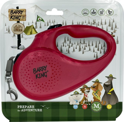 Zinxhir automatik për qen Barry King M Cord, 5m, deri 20kg, i kuq