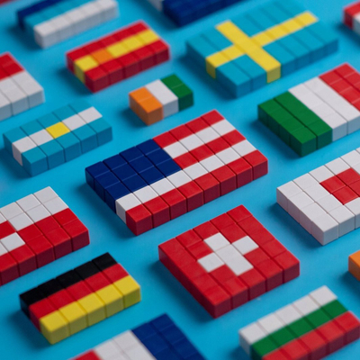 Set lodër magnetike Pixio Flags Story Series, 111 blloqe, 8 ngjyra, shumëngjyrësh