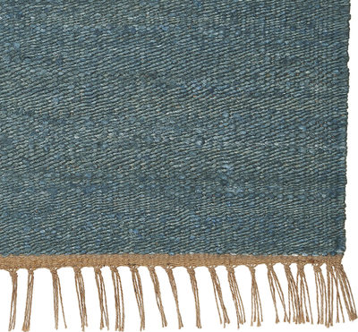 Tapet jute LUNIA, 80 x 150 cm, punim me dorë, blu