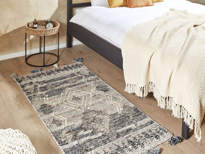 Tapet Beliani ARATASHEN, kilim leshi me pambuk, 80x150 cm, gri