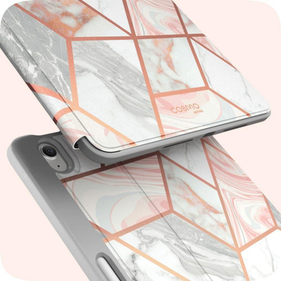 Kuti mbrojtëse tableti I-Blason Cosmo, për iPad Mini 6 8.3", me stand, mermer rozë