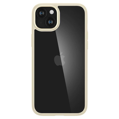 Kapak telefoni Spigen Crystal Hybrid për iPhone 15 Plus 6.7", transparent, bezhë mute