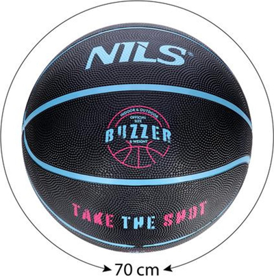Set basketbolli Nils BUZZER NPK251 me pompë NPP200, top madhësia 5, gome, i zi
