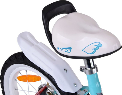 Biçikletë për kalamaj RoyalBaby Cute Bike 14" Little Swan RB14-18, me rrota ndihmëse, shportë, ngjyrë turquoise
