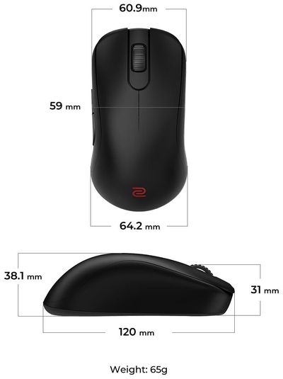 Безжичен гејмерски глушец Zowie by BenQ S2-DW, црн