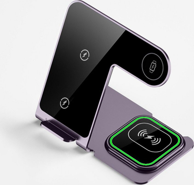 Karikues wireless 3 në 1 VEGER Y9, Qi 20W, gri
