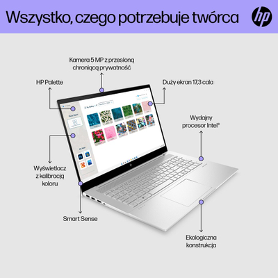Laptop HP ENVY 17-cr0034nw, 17.3", Intel i5-1235U, 16 GB RAM, 512 GB SSD, NVIDIA GeForce RTX 2050, i argjendtë