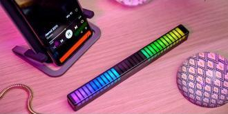 Lampë tavoline Redleaf Equalizer RGB 3D, 32 LED, e zezë